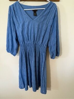 Kate and Luci Blue V-Neck Smocked Mini Dress